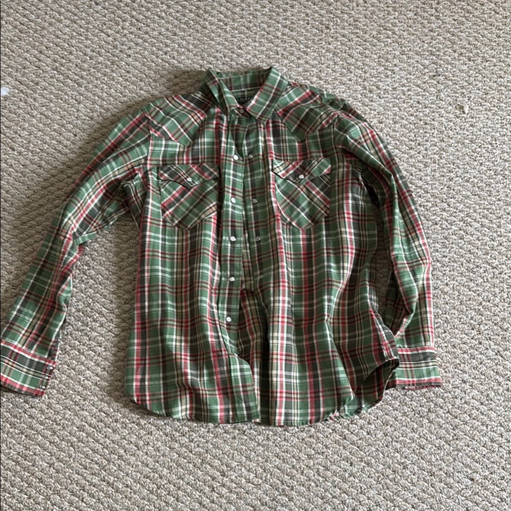 Ralph Lauren Green and Red Casual Button Down Shirt